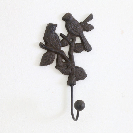 Metal Cast Iron Birds On Branch Wall Coat Key Scarf Dogs Lead Hanger Hook Single