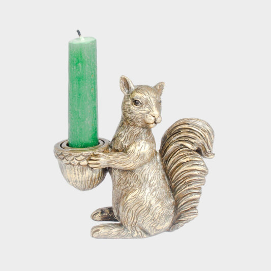 Gold Squirrel Acorn Candle Holder 11cm Candle Stick Holder Animal Statue Decor