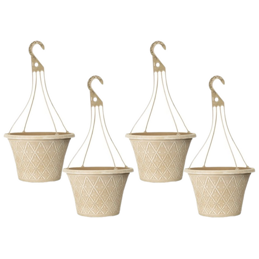 4Pcs 30cm 12 Inch Hanging Basket Cream Outdoor Planter Decorative Outdoor Pot