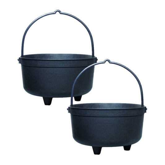 2Pc Footed Cauldron Planter with Handle 25cm Plastic 5L  Plant Pot Treat Buckets