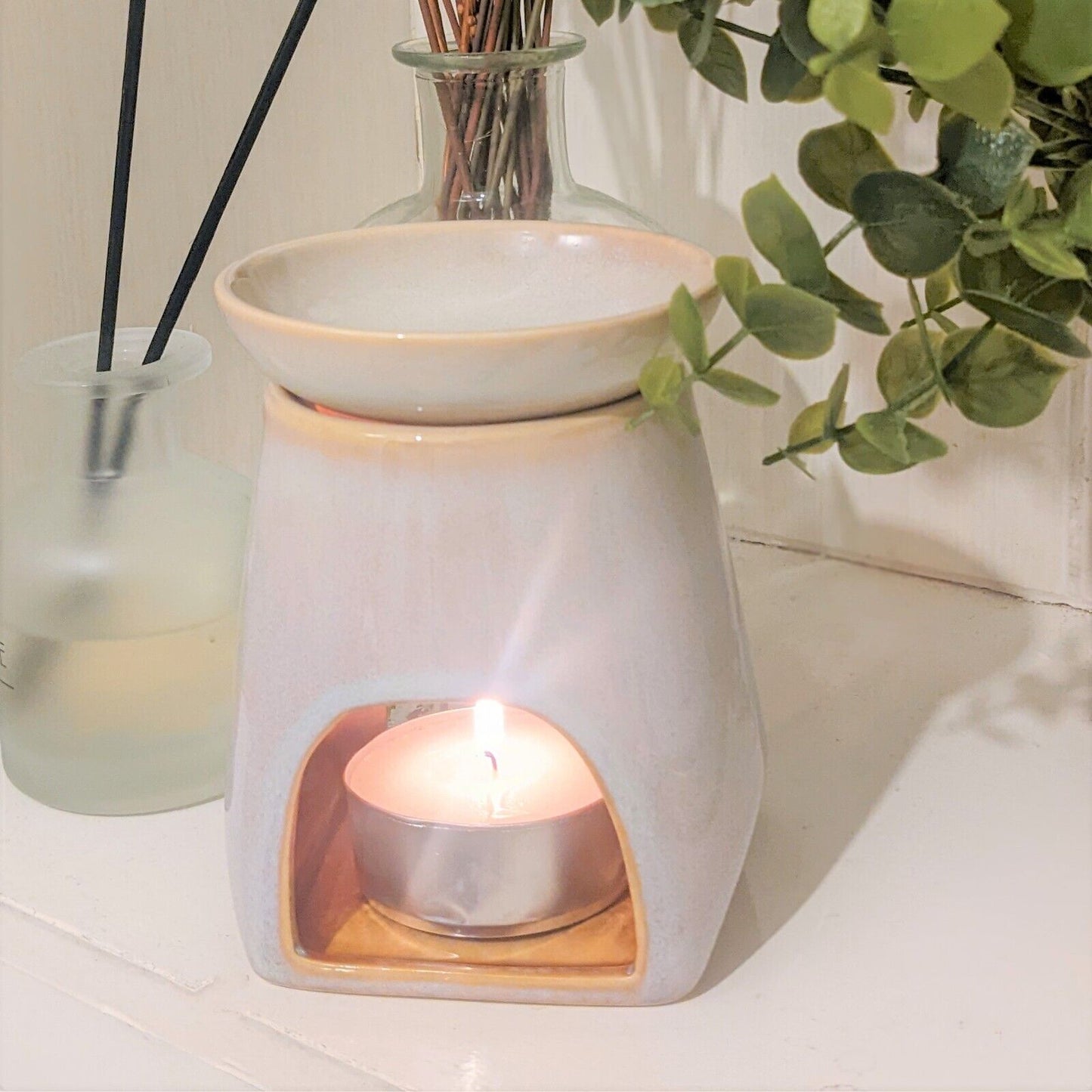 Large Ceramic Natural Oil Burner Wax Melt Reactive Glazed Home Fragrance Decor 