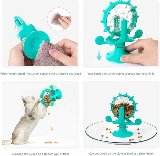 360° Rotating Ferris Cat Dog Toy Food Treat Snack Leak Dispenser Feeder Pet Toy