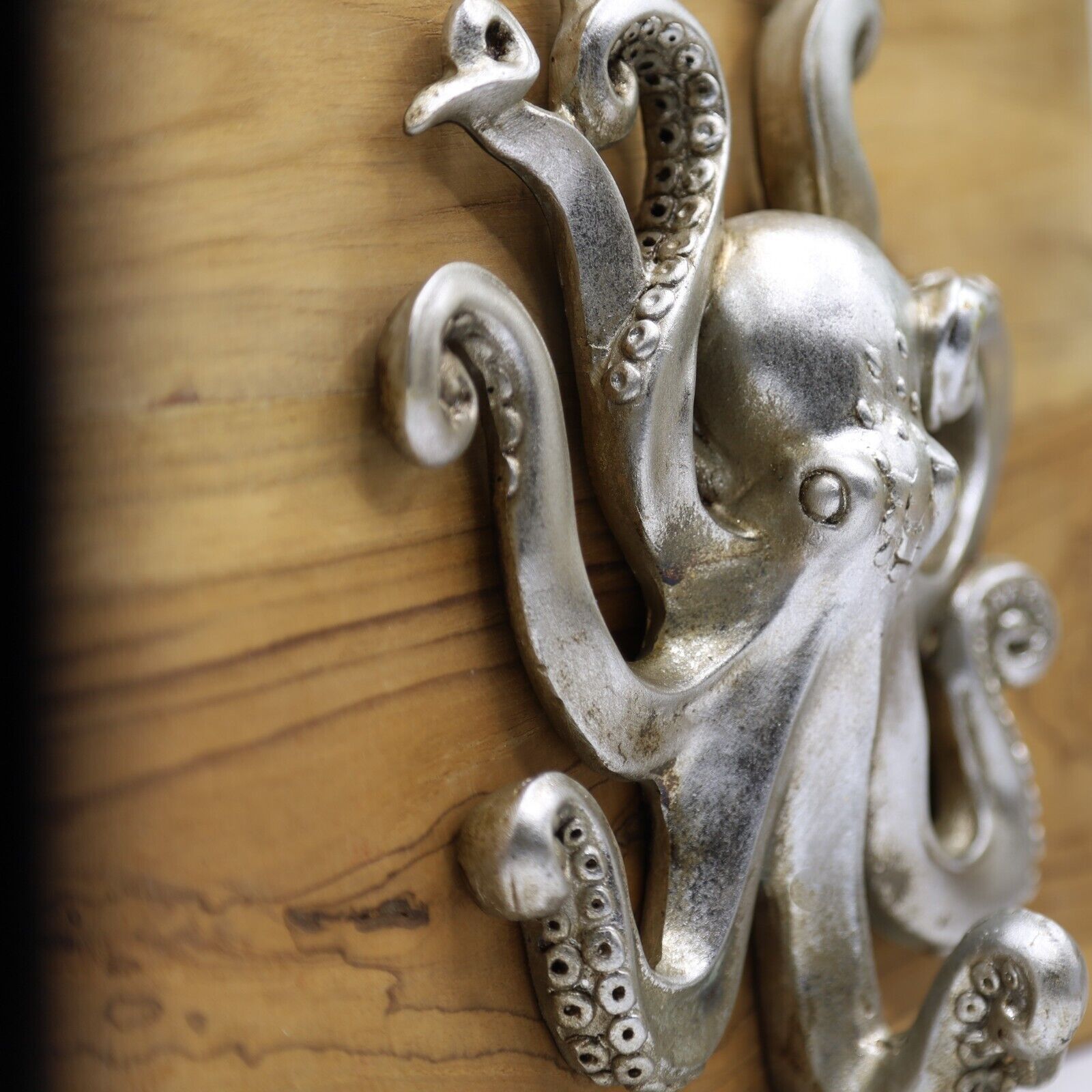 Octopus Silver Resin Wall Hanging Single Hook Coat Scarf Keys Hanger Nautical