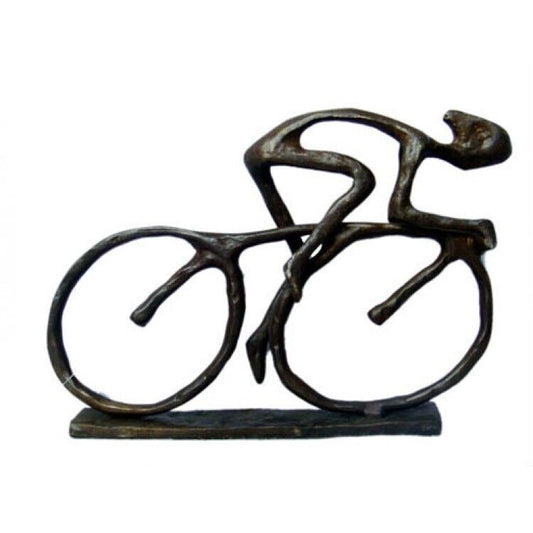 Metal Racing Cyclist Figurine Black Metal Bicycle Cycling Sculpture Art Gift