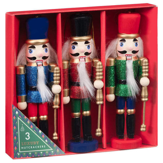 Christmas World Festive Bearded Men Wooden 14cm Nutcracker's Xmas Gift Ornament